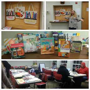 collage of shots from the design a library tote program